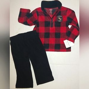 ☆NWT☆Carter's☆Warm Fleece Buffalo Plaid 2pc Winter matching set☆6mo